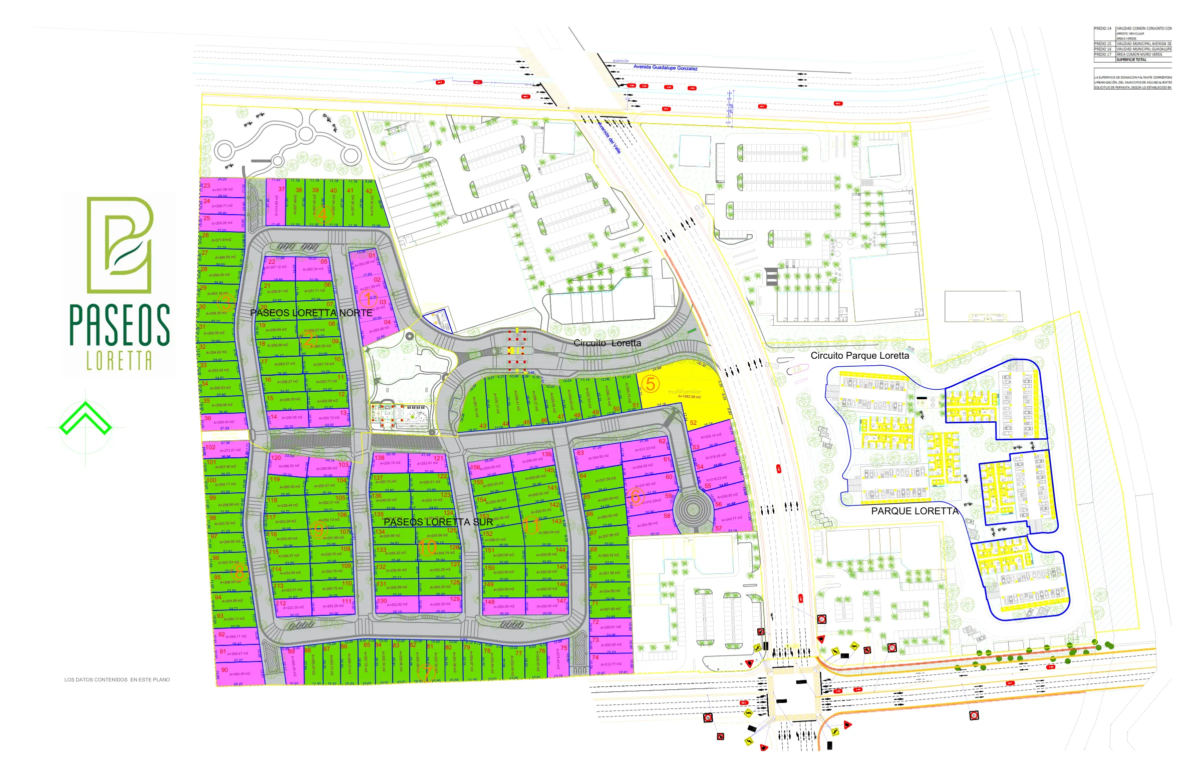 Plano de lotificación de Paseos de Loretta